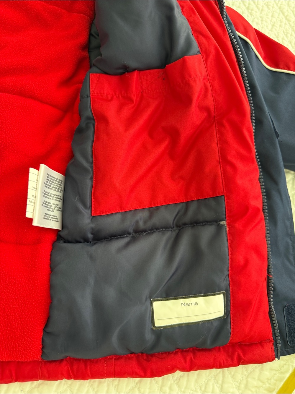 U.S. POLO ASSN.  BOYS Navy & Red Colorblock Hooded Puffer Jacket Size S (8) - Picture 10 of 16